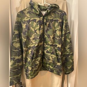 Army print zip up hoodie- Intermix boutique